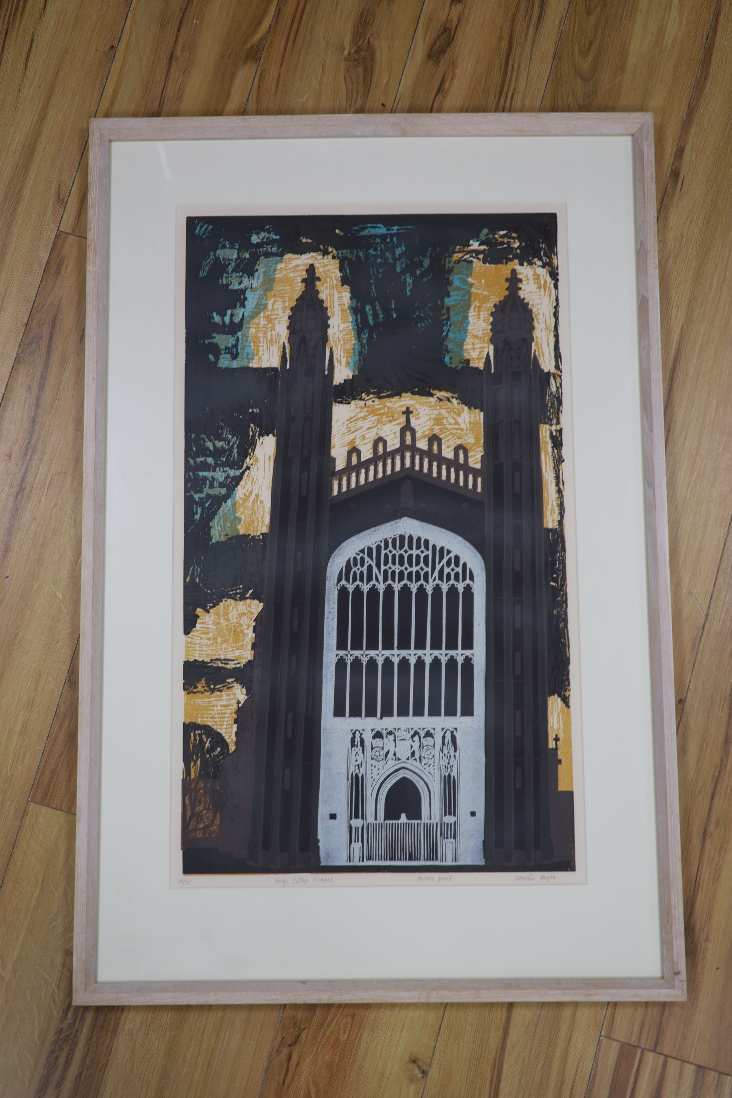 Walter Hoyle (1922-2000), Artist proof print, Kings College Chapel, signed, 33/75, 74 x 43cm